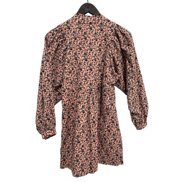 Joie Mini Dress Size XS Floral Print Button Up Gathered Long Sleeve Boho Chic - Picture 4 of 11